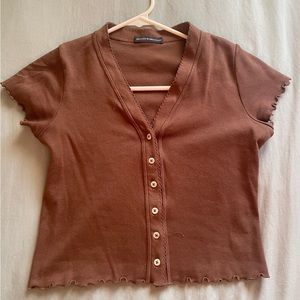 Brown button top